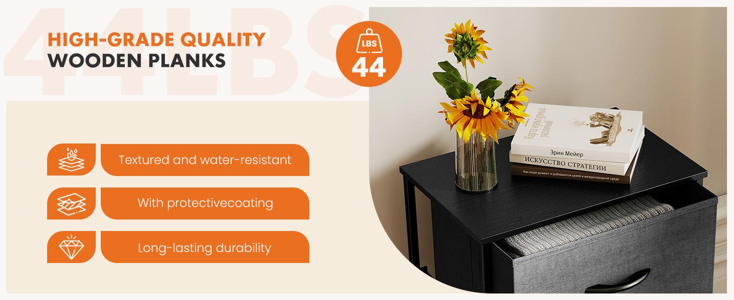 5 Drawer Dresser with Fabric Bins, Sturdy Steel Frame and Wood Top, Storage Organizer Chest for Bedroom, Closet, Hallway