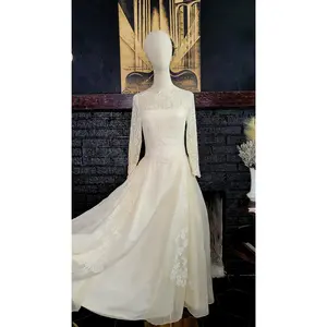 Vintage 1950's Ivory Wedding Gown with Lace Bodice