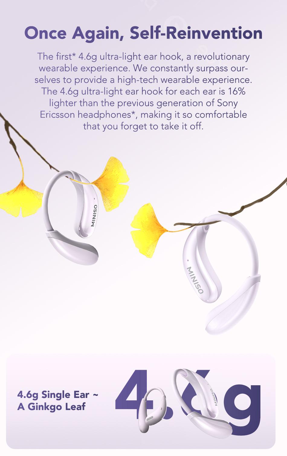 MINISO MS209 Wireless Bluetooth Earbuds, Bluetooth 6.0, OWS Earphones , Sports Headphones, Built-in Microphone, Compatible with Android/IOS