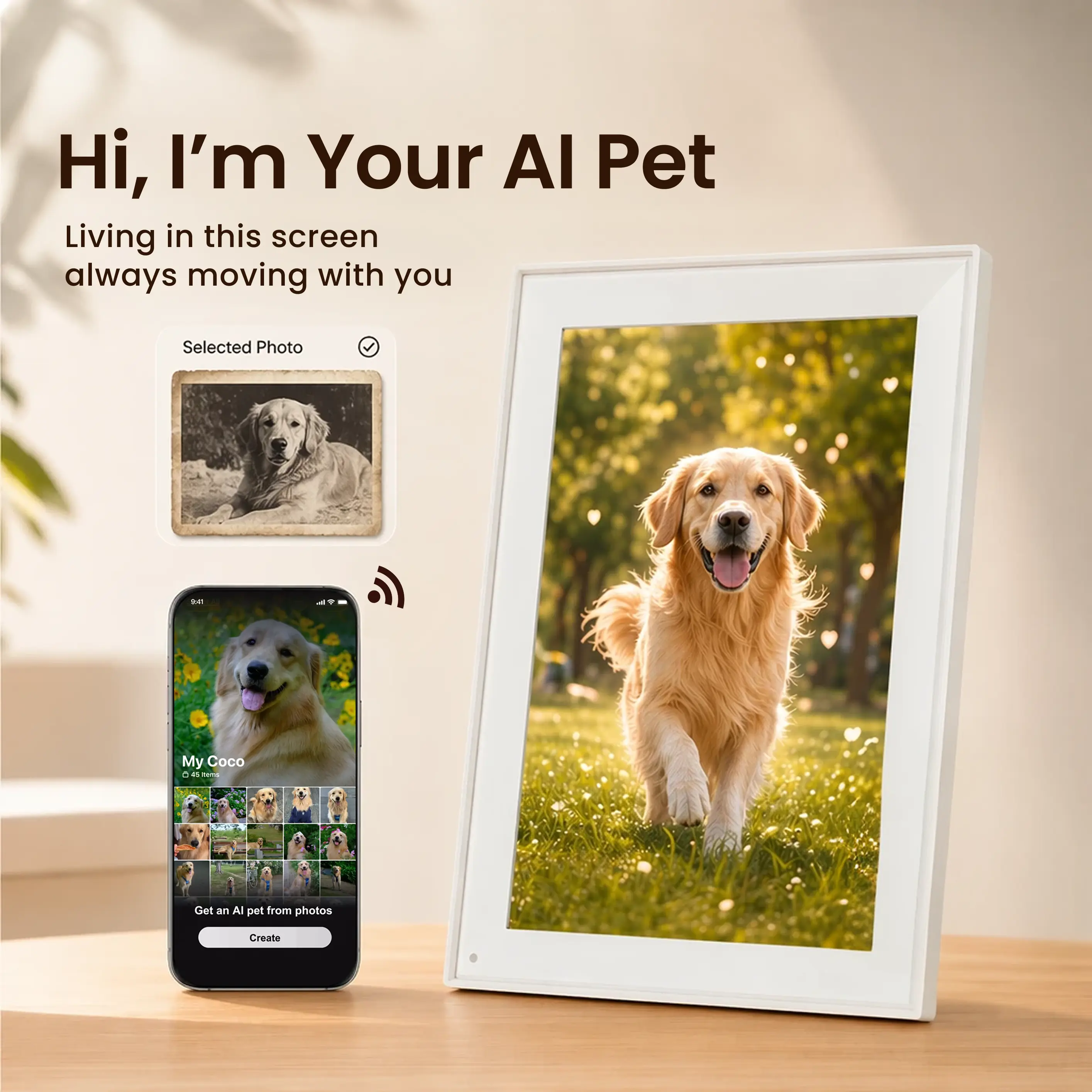 Pet Live AI Interactive Pet — An AI-Powered Virtual Pet Generated from Photos — Ultra-Realistic and Interactive Smart Device