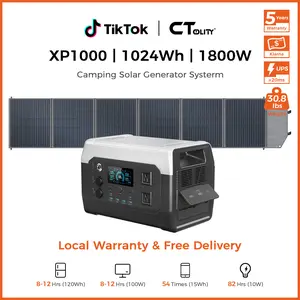 [Summer Vibes]Black Friday Deal CTOLITY XP1000 1600w 1024wh Power Bank Portable Power Station with 200w Solar Panel 120V Pure Sinve Wave Lifepo4 Battery UPS Function Compact Phone Smartphone