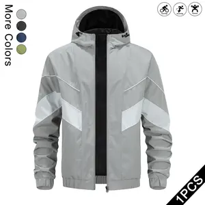 Men’s Reflective Hooded Softshell Jacket — Spring/Autumn Outdoor Cycling Windproof Waterproof Hardshell Jacket