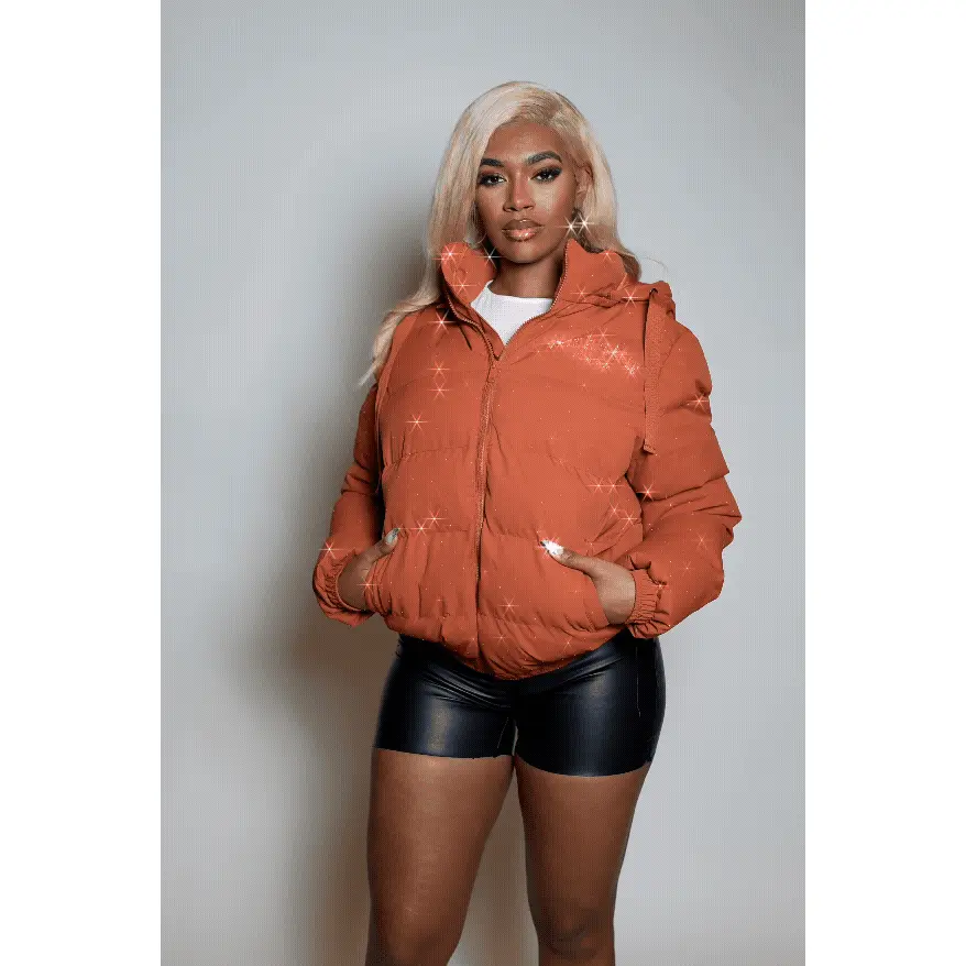 Onellia Mocha Rhinestone Puffer Jacket