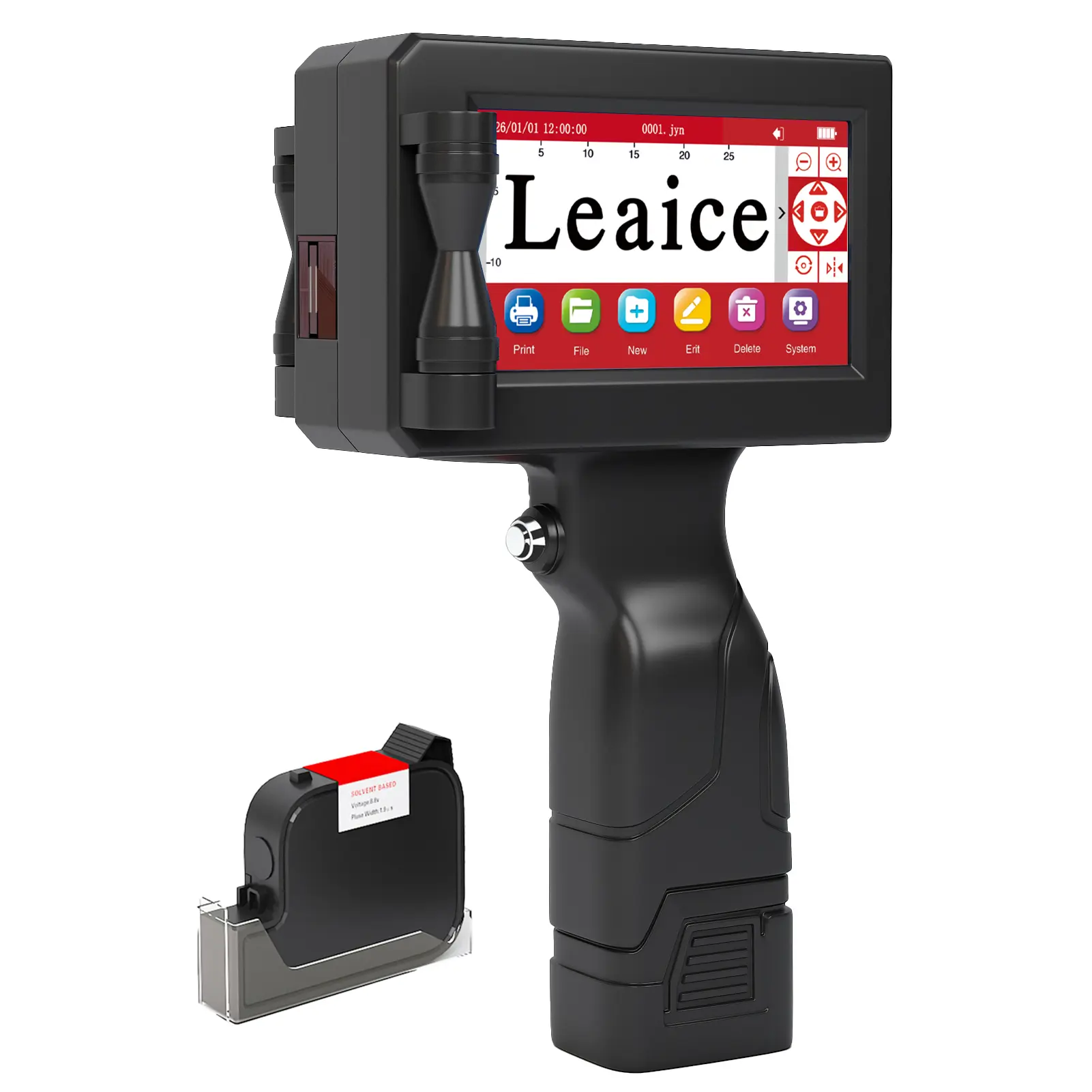 Handheld Inkjet Printer with 0.5in Nozzle, 600dpi Resol., USB Cable - Portable Printer Gun for Datetime On-site, Barcode, Text, QR Code, Logo, Batch Number Print on Metal/Wood/Glass, Cloth, Carton, Plastic