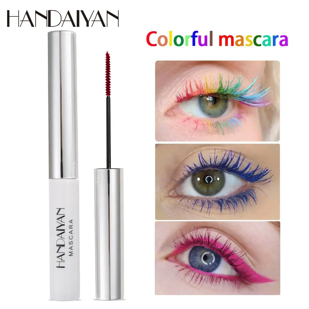 Handaiyan Colorful Lengthening Mascara Long-Lasting Waterproof Smudgeproof Voluminous Curl Eyelash Liquid, Waterproof Curling Mascara Makeup for Thick and Lush Lashes, Eyelashes Mascara, Waterproof Volume Mascara