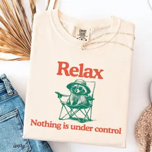 Comfort Colors Chill Raccoon Vintage T-Shirt - Relax Nothing Is Under Control Trash Panda Tee, Summer Racoon Tee, Raccoon Chilling Vibes