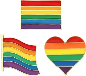 Pack 3pcs LGBTQ Pins, Heart Rainbow Lapel Pin Brooch Badge for Pride Month Gay, Lesbian, Bi, Trans, Non Flag, LGBTQ+ Accessories for Clothes, Bags and Hats