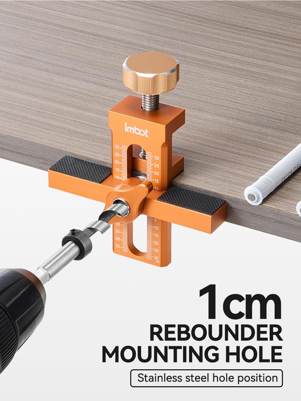 IMBOT 3-in-1 Cabinet Door Assistant & Zhi Luo Drill Tool Set Aluminum Alloy Material with Orange Body and Measurement Scale for Easy Installation of Cabinet Doors