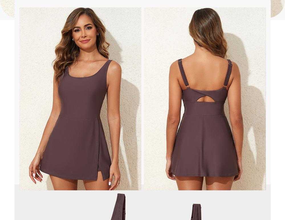 Aleumdr One Piece Swimdress Swimsuit for Women Tummy Control Split Hem Skirt Bathing Suit with Pockets Fabric SpringStatements