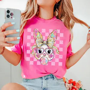 Comfort Colors Easter Bunny Shirt, Coquette Bunny Shirt, Happy Easter Graphic Tee, Vintage Easter Shirt, Easter Brushstroke Bunny Tee, Womens Easter Comfort Colors