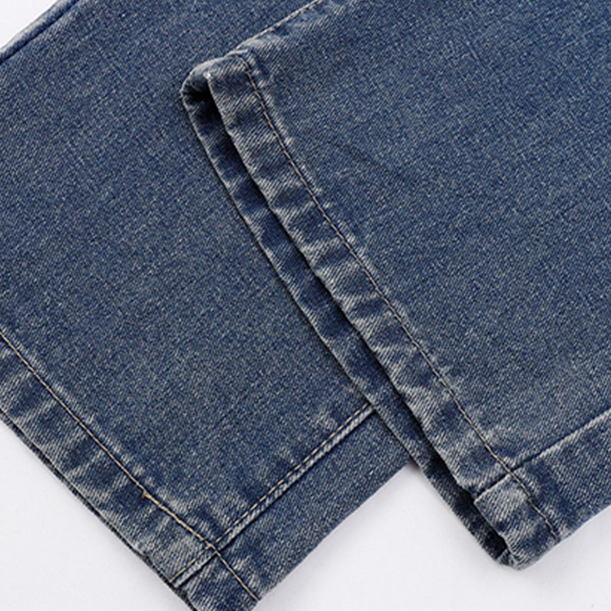 Grand Opening — Men’s Straight-Leg Jeans, Casual Drawstring Elastic Waistband, Heavyweight Washed Denim, Premium Cotton-Rich Blend Fabric with at least 60% cotton Beige Menswear baggy jeans for men Aesthetic