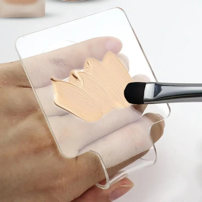 Acrylic Palette, 1 Count Transparent Portable Makeup Palette, Handheld Cosmetic Mixing Palette, Foundation Art Palette, Ideal for Travel Daily Makeup