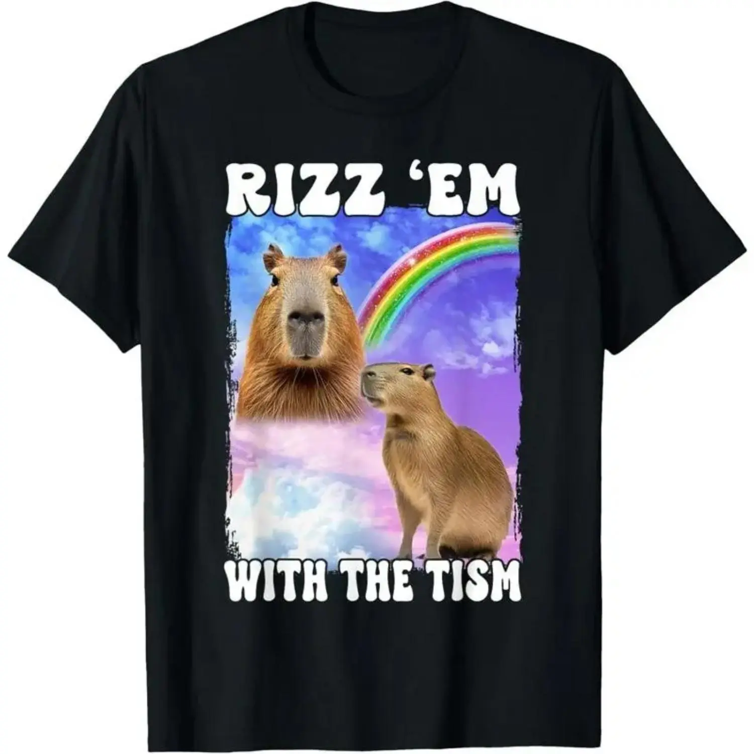 100% Cotton Unisex Rizz 'Em With The 'Tism Internet Meme T-Shirt Graphic Short Sleeve T-Shirt