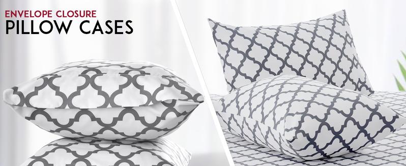 Lux Decor 4 Pcs Bed Sheet Set-16" Deep Pocket Queen Sheets-Floral,Quatrefoil,Solid King Bed Sheet With Embroidered Pillowcases-Premium Quality Bedding Set Warm, Cozy & Luxury Bedding Set