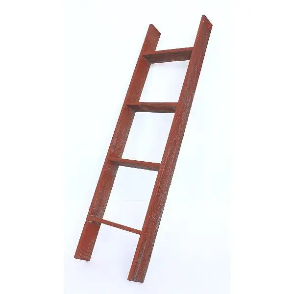 BarnwoodUSA Rustic Farmhouse Blanket Ladder - Our 4 ft  (Picket) Ladder is Crafted from 100% Recycled and Reclaimed Wood No Assembly Required Color Red