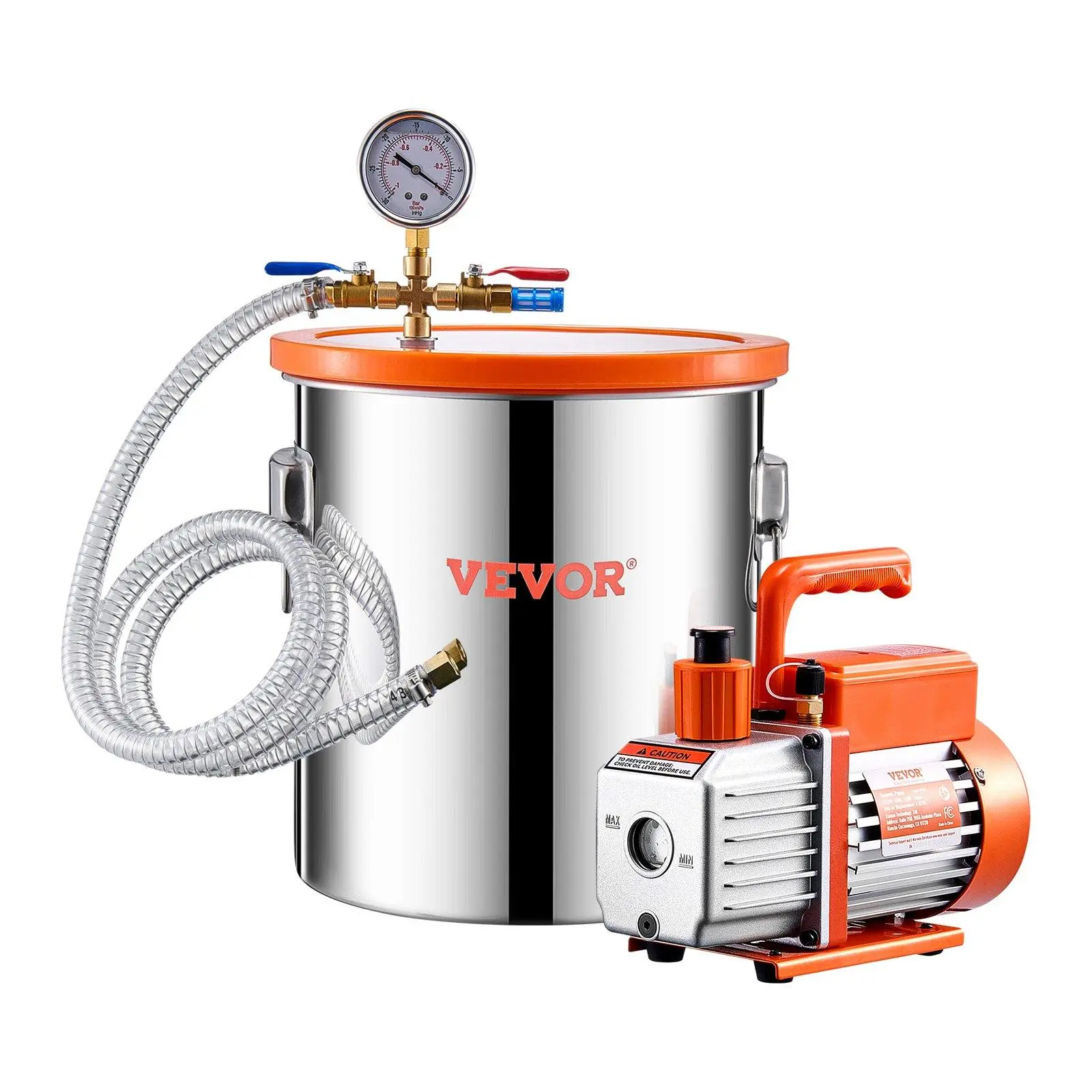 5 Gallon Vacuum Chamber 3.5CFM Single Stage Pump Degassing Chamber Kit