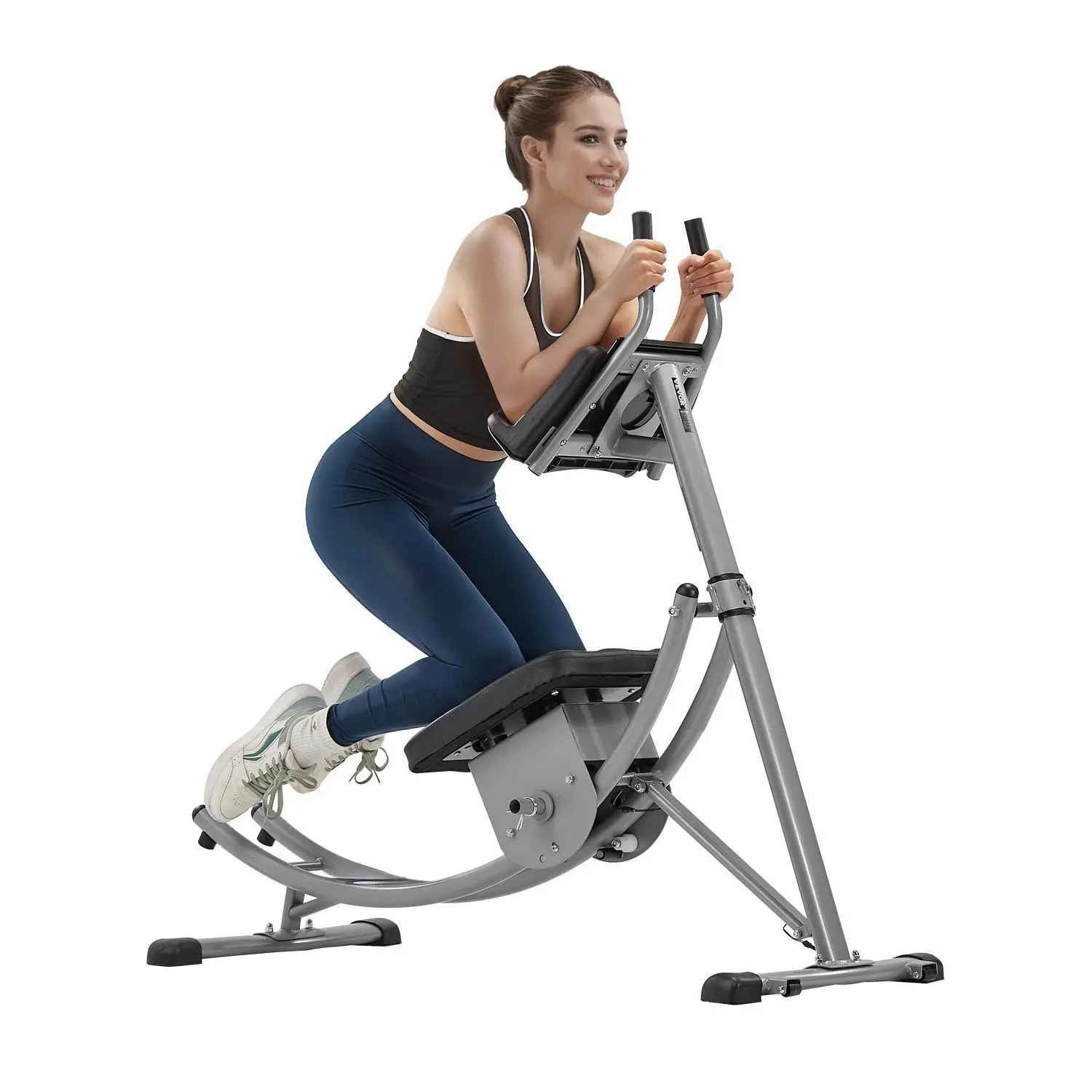 VEVOR Foldable Adjustable Ab Cruncher Machine with Foldable Frame & Weight Column, 300 lbs Capacity Core Trainer, Phone Holder, Easy-to-Read Counter, for Women’s Home Gym Comfortable Workouts & Convenient Follow-Along Sessions
