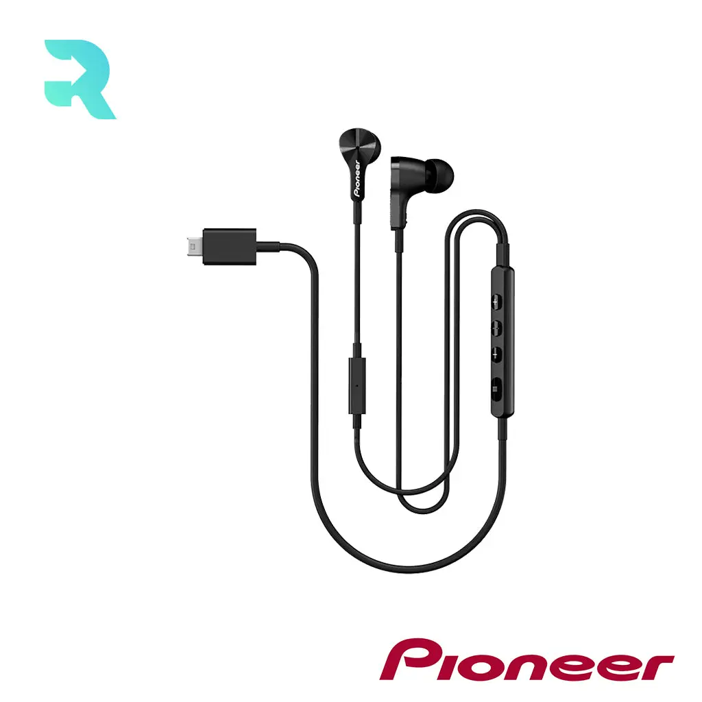 Refurbished Pioneer Rayz Pro Lightning Earphones - Onyx/Black, Like New Condition, SE-LTC7R-B(B), Basic Device with Lightning Connector and Remote Control