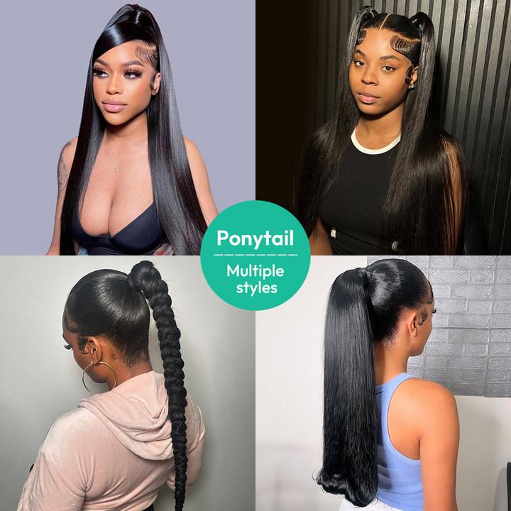 [Spring Must Have] Asteria Hair Ponytail Style Human Hair Ponytail Extension Easy Clip-in Velcro Ponytail 250% Density Valentine Musts