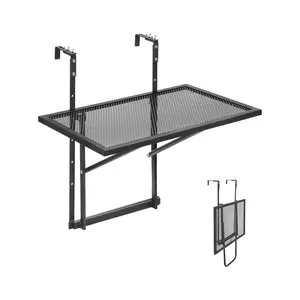VEVOR Balcony Hanging Table,  , 19 x 24 in Metal Folding Balcony Railing Table, Outdoor Balcony Bar Table for Railings, 5-Level Adjustable, Fit Railing from 1" to 4.7", Serving Table for Patio & Deck