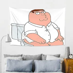 Peter Griffin Tapestry - Bedroom, or Office Decor - High-Quality Print Peach Light Beige Fabric - Perfect Gift for Fans of Family Guy, Bedroom Wall Art | Stylish Home Accessory | Soft Texture Tapestr 60X40