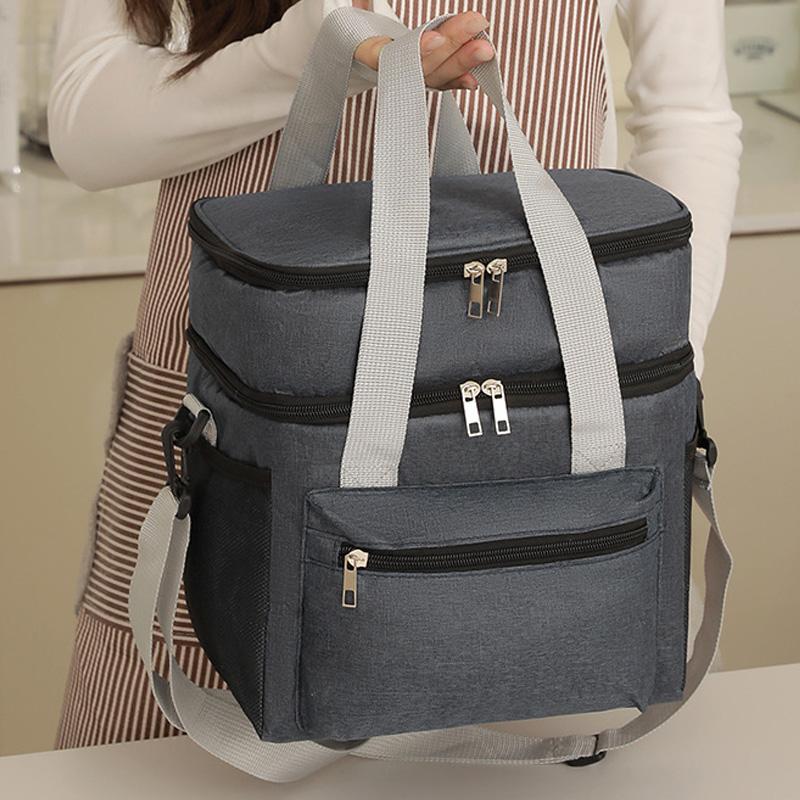 Double-layer lunch bag，Insulated Large Capacity Lunch Bag for men women，Reusable  Water Resistant Lunch tote bag for Work School Travel Picnic