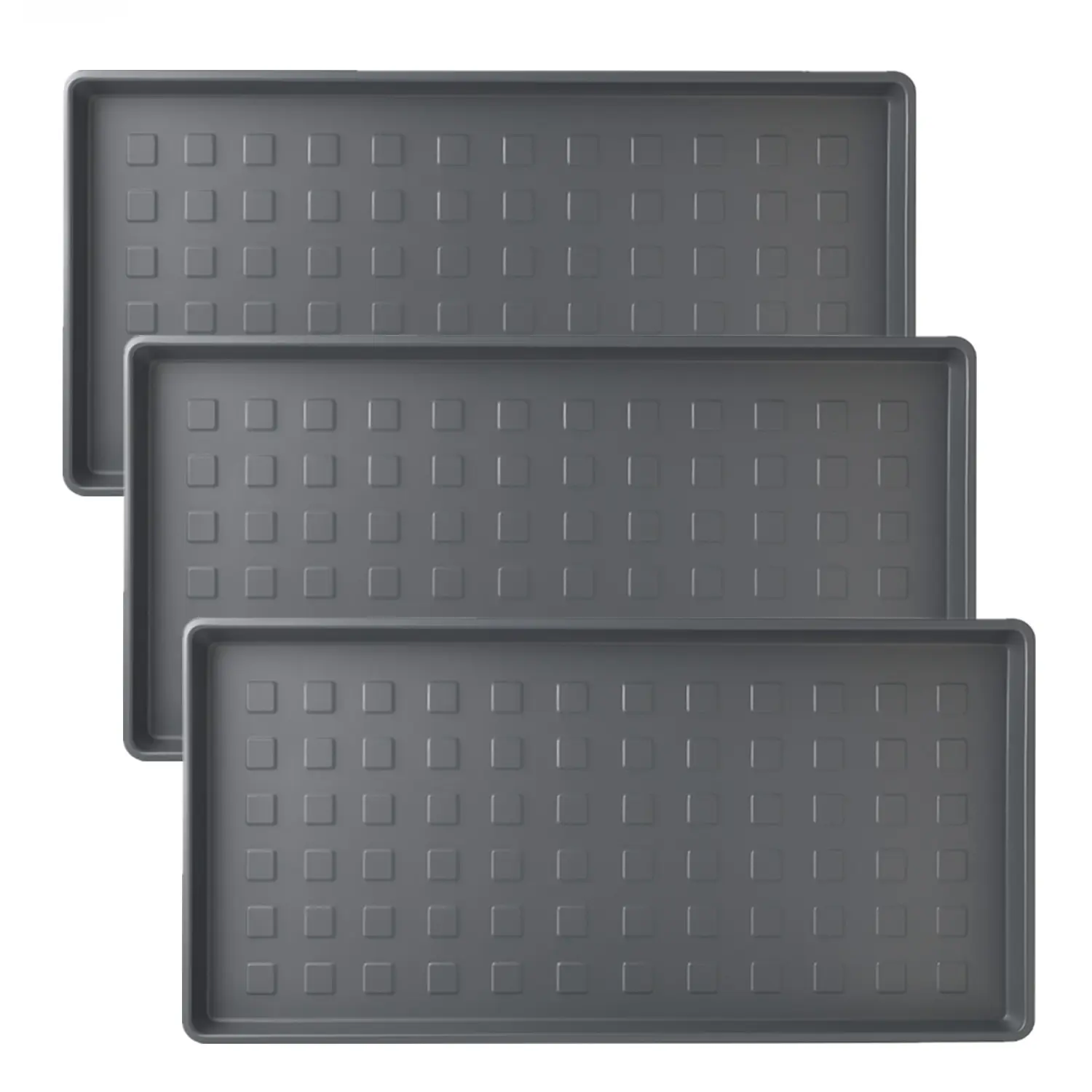 3 Pack Large Waterproof Plastic Boot Trays – Durable Multi-Purpose Shoe Mats for Entryway, Pet Food and Water Spill Protection, Indoor Outdoor Utility Tray for Garden, Garage, Mudroom (28"x14")