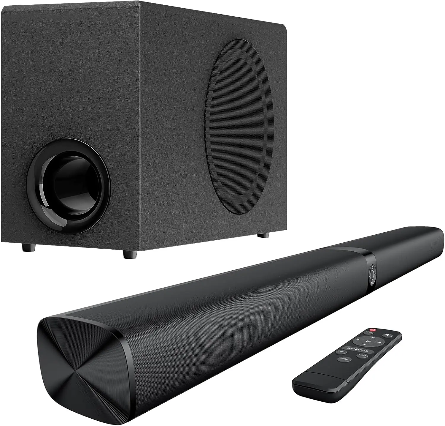 2.1 Channel Sound Bar with Subwoofer, 110W Sound Bar Support Adjustable Bass & 3 EQ Sound Modes, Bluetooth, ARC, Optical, AUX Inputs, TV Soundbar for Movie Smart TV Home Theater Audio Movie