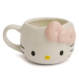 Sanrio Hello Kitty Face Pink Bow Sculpted Ceramic Mug | Holds 20 Ounces