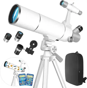 Beginner Astronomy Telescope 80mm Aperture 500mm Magnification with Phone Adapter & Fun Stickers for Kids & Families