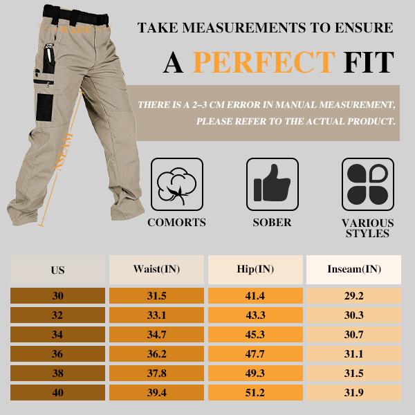 HOMUG Men's Solid Color Tactical Work Pants,230g/m² new fabric,(Limited breathability)with Multiple Pockets and Zipper Closures, Durable Outdoor Training Pants, Available in Multiple Colors, Fishing, work, camping,Suitable for Spring and Autumn Wear.