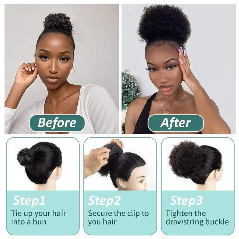 Afro Puff Drawsting Ponytail Burgundy 8 Inch Synthetic Hair Puff Durable Natural Soft and Smooth Natural Ponytails Extensions for Black Women