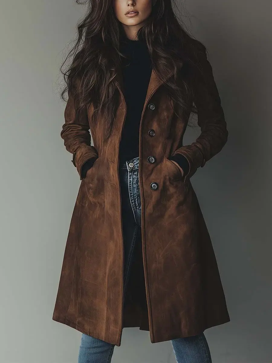 Mirela | Palton Vintage Din Suede