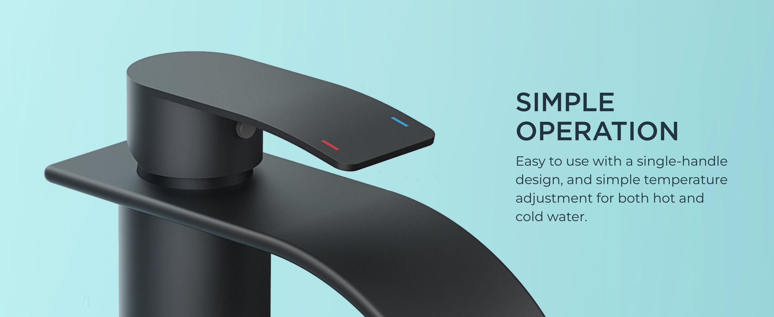 FORIOUS Bathroom Faucet with Metal Pop up Drain Waterfall Bathroom Toilet Sink Faucet Single Handle Stainless Steel Basin Sink Faucet Water Tap