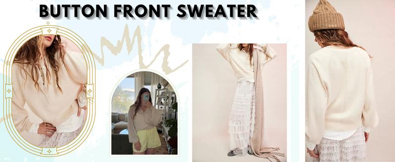 YeeZaa Henley Sweater for Women Button Front Pullover 2025 TikTokShopHolidayHaul Christmas Casual Long Sleeve Neck Knitwear Solid Cropped Sweater Soft Fabric Elegant Comfort Everyday Style