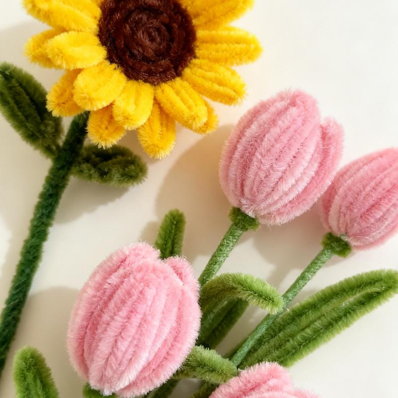 720pcs Pipe Cleaners Flowers Making Kit Arts and Craft Supplies for Creative Expression Easy Flower Design Crafting Perfect for Beginners and Experienced Crafters Plush DIY Pipe Cleaner Craft Pack beginner craft diy art Creative Colorful,bouquet accessory