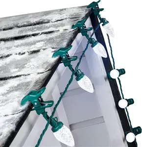 C9 LED Christmas Lights Outdoor, 68 Feet 100 LED Strawberry String Lights with 100 Spring Clamps, Waterproof Commercial Grade Extendable for Outside Roofline Patio Home Xmas Decoration, Pure White