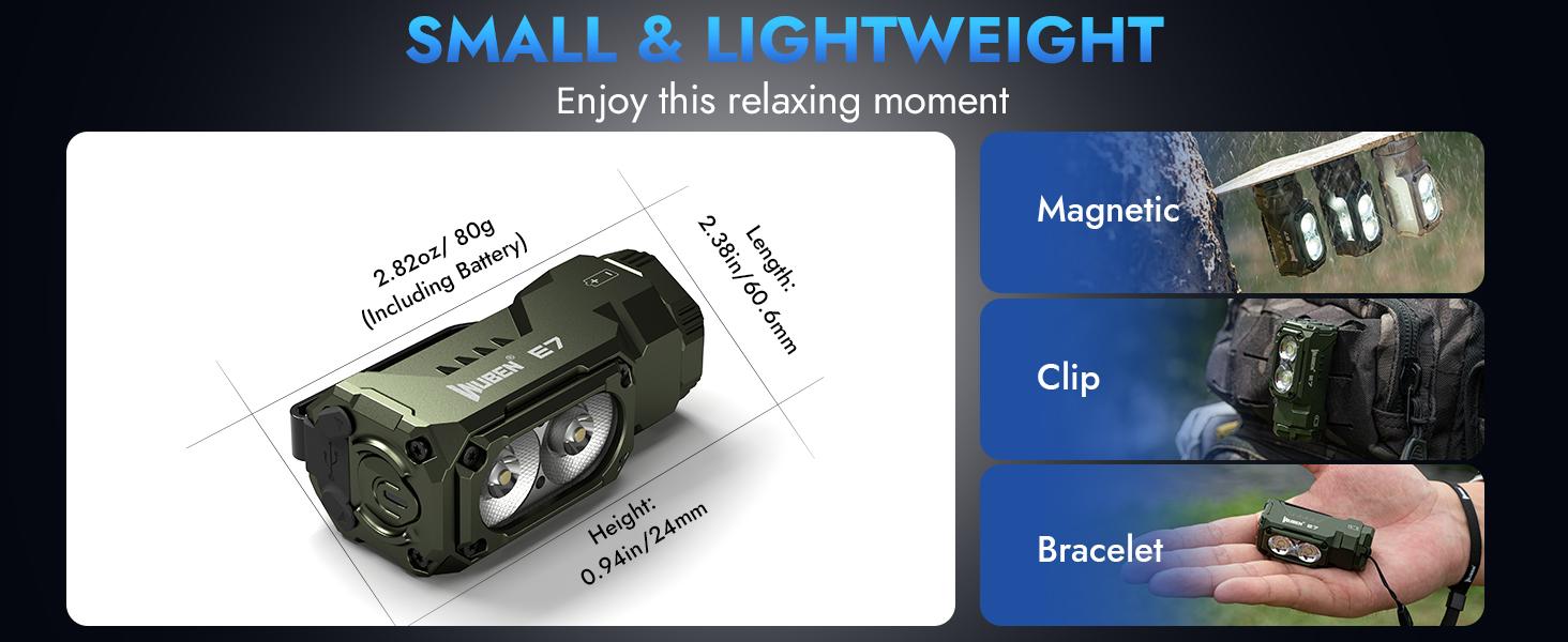 WUBEN E7 1800 Lumen Super Bright Mini EDC Floodlight – 175° Wide Beam, Magnetic Base, 6 Modes, IP68 Waterproof, USB-C Rechargeable for Outdoor, Emergency & Repair