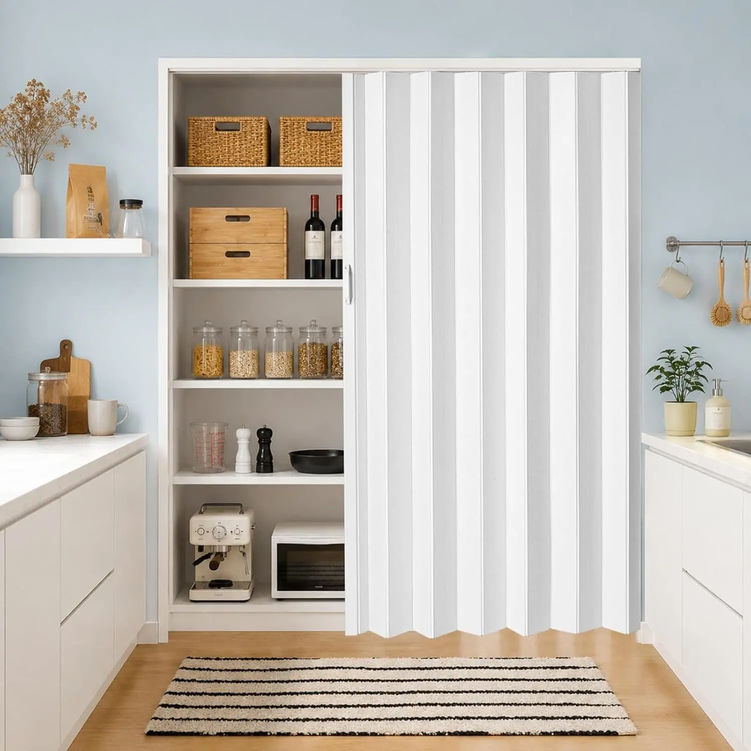 PVC Accordion Door Accordion Sliding Door 60X80 Inches with Installation Hardware Handle Lock for Bedroom Living Room Wardrobe Bifold Portable Interior Folding Door with Mounting Hardware, Handle, for Closet Bathroom Doorways. walk-in system