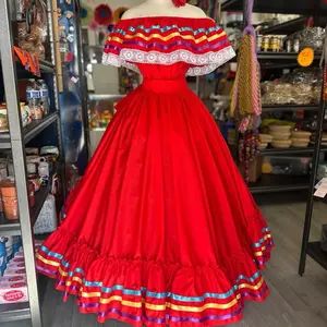 Heritage Harmony: Mexican Folklore Solid Skirt & Blouse Set