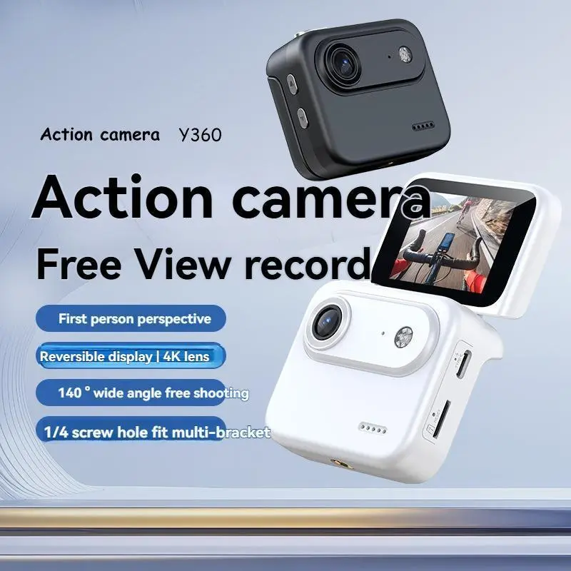 32GB Action Camera 1080P 360° with Flip Screen,Multi-Functional Vlogging Video Camera, Wide-Angle Lens, Ideal for Cycling & Skydiving