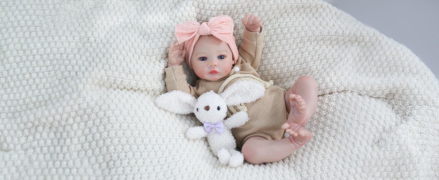 [WOOROY] Realistic Reborn Baby Doll - 18 In Lifelike Newborn Baby Girl, Real Life Baby Dolls with Soft Weighted Cloth Body, Birthday & Christmas Gift Set for Kids Age 3+