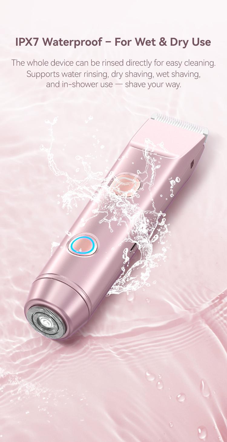 Bikini Trimmer for Women, 1 Box Rechargeable 2 in 1 Women Electric Shaver Dual Head Waterproof Hair Removal Machine for Armpits and Legs