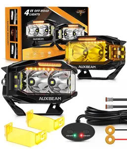 Auxbeam V-MAX Series LED Light Pod, 270° Side Shooter LED Offroad Lights with Amber DRL, 4 Inch Auxiliary Ditch Light for Truck ATV Jeep Ford