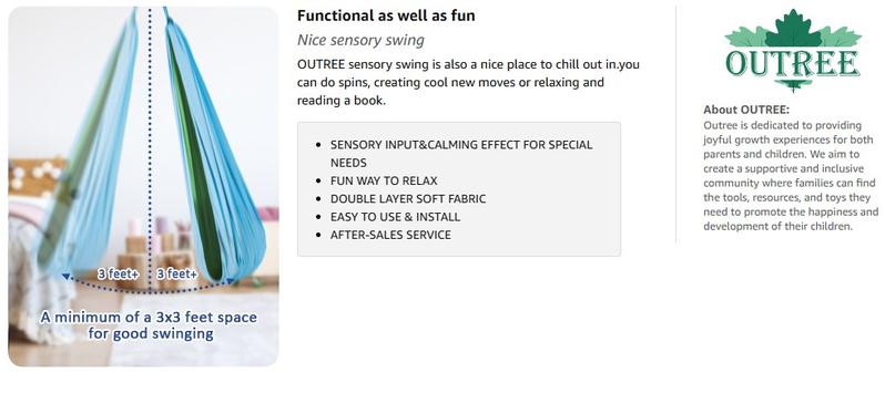 OUTREE Sensory Swing for 3+ Years Old Kids and Adults with AUT and ADHD - Double Layer and 360° Swivel Hanger, Portable Fun, Summer Turn Up & Father's Day Deal