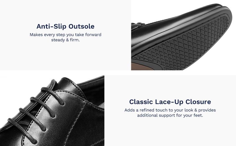 Bruno Marc Men's Classic Cuban Heel Lace-Up Oxford Round Toe Dress Shoes with Comfortable Leather Lining and Soft Latex Insole