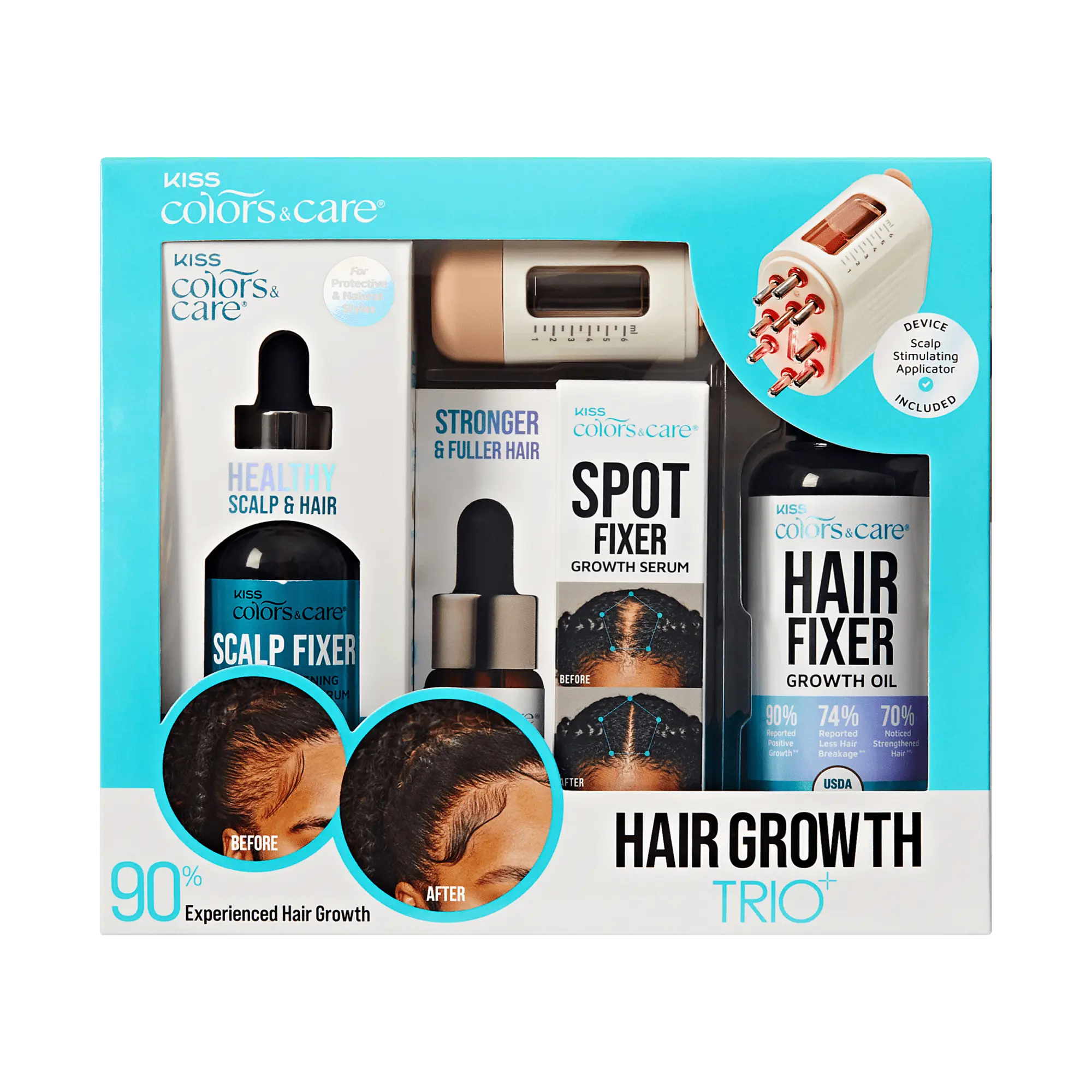 Kiss Colors & Care Hair Growth Trio +  Scalp Stimulating Applicator
