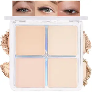 Light Beige Pink Ivory White Eye Shadow Powder Palette Makeup, Neutral Matte Shimmer Quad Eyeshadow Palette for Women Highly Pigmented Waterproof