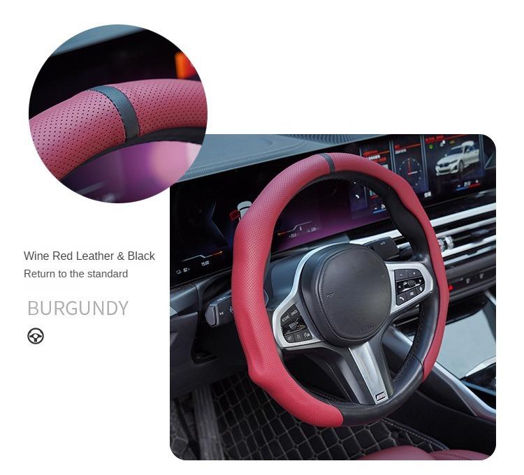 2026 Nappa Leather Steering Wheel Cover Quick Turn Non-Slip Breathable Ultra-Thin Universal Fit for All-Seasons Car Comfort Style Trim Modern Design Easy Installation Anti-Slip Protective Automotive Accessory