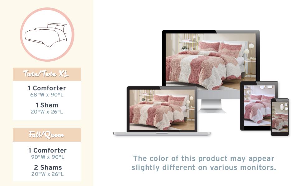 Bedding Set with Comforter and Standard Sham，Soft & Warm Plush Comforter Set